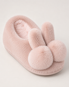 Women's Bunny Slippers in Pink, close-up detail