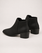 Women's Ankle Boots - Side-Zip Mid-Heel Style, rear view proving heel construction