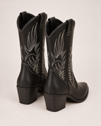 Women's Western Boots – Pointed Toe in Black, rear view