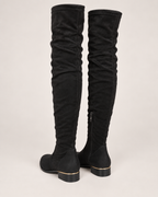 Women's Over the Knee Boots – Low Block Heel in Black, rear view