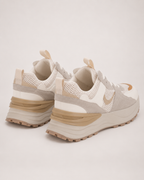 Women's Trainers – Layered Platform Sole in Beige, rear view