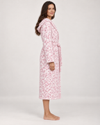 Women's Floral Hooded Dressing Gown in Pink, side profile