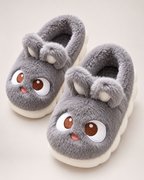 Cartoon Closed Back Slippers in Blue & Grey, close up view