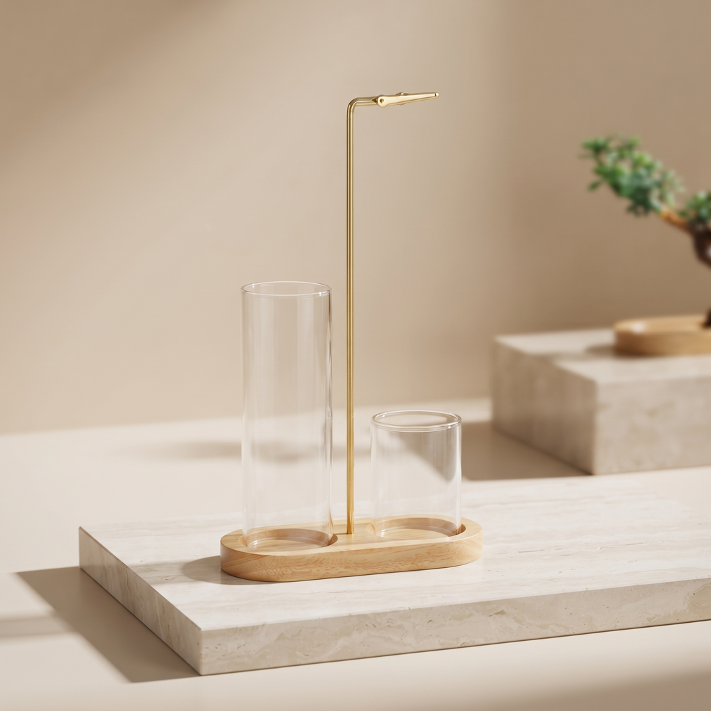 Aurelia Figure-Eight Incense Burner in Natural Glow — Show the useful two-vessel arrangement clearly.