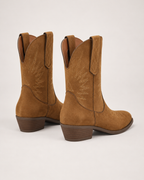 Women's Western Boots: Pointed-Toe Suede-Effect Style in UK 3, pair rear three quarter