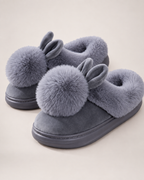 Women's Closed Back Slippers in Grey, close up view