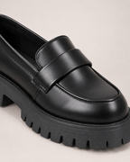 Women's Black Loafers – Chunky Platform Sole in UK 3, construction detail