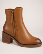 Women's Ankle Boots – Chunky Block Heel in Brown, construction detail
