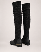 Women's Over the Knee Boots – Low Block Heel in Black, construction detail