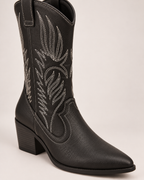 Women's Western Boots – Pointed Toe in Black, construction detail
