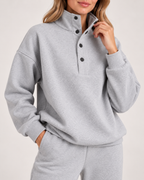Women's Oversized Button-Neck Loungewear Set in Grey, product detail