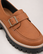 Women's Loafers – Chunky Sole and Buckle in Brown, construction detail