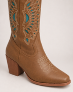 Women's Western Boots – Embroidered Square Toe in UK 3, construction detail