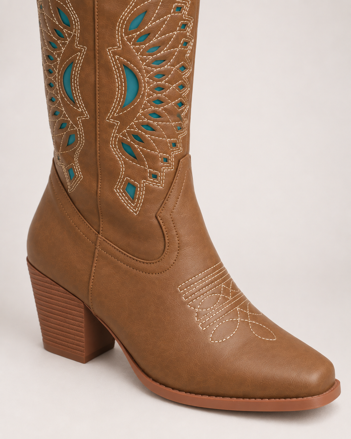 Women's Western Boots – Embroidered Square Toe in UK 3, construction detail