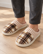 Men's Slippers - Plaid Plush Style, only worn lifestyle image