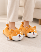 Women's Corgi Slippers in Orange, relaxed indoor lifestyle