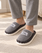 Men's Slippers - Ribbed-Trim Plush Style, only worn lifestyle image