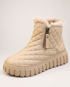 Women's Snow Boots: Quilted Platform Style in Khaki, confirmed product detail