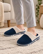 Men's Slippers: Two-Tone Corduroy Style, wide context