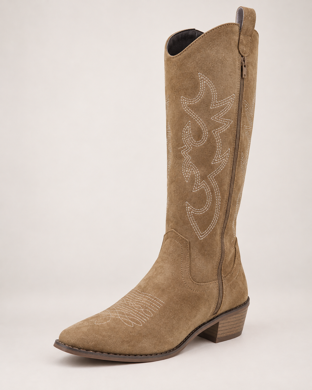 Women's Cowboy Boots: Embroidered Knee-High Style in Dark Brown, confirmed product detail