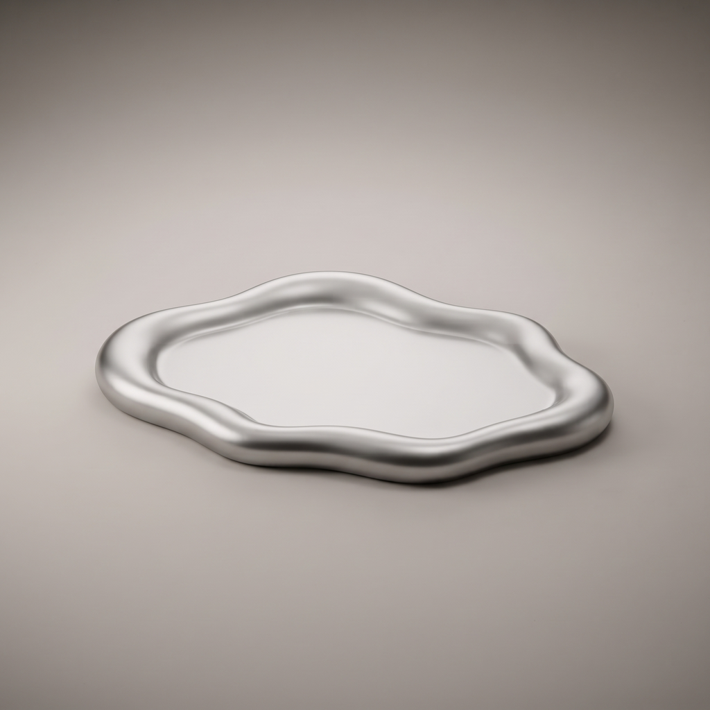 Mira Cloud Jewellery Tray in Silver Mirror — Clean catalogue view for accurate shape recognition.