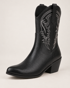 Women's Western Boots: Embroidered Mid-Calf Style in Black, confirmed product detail