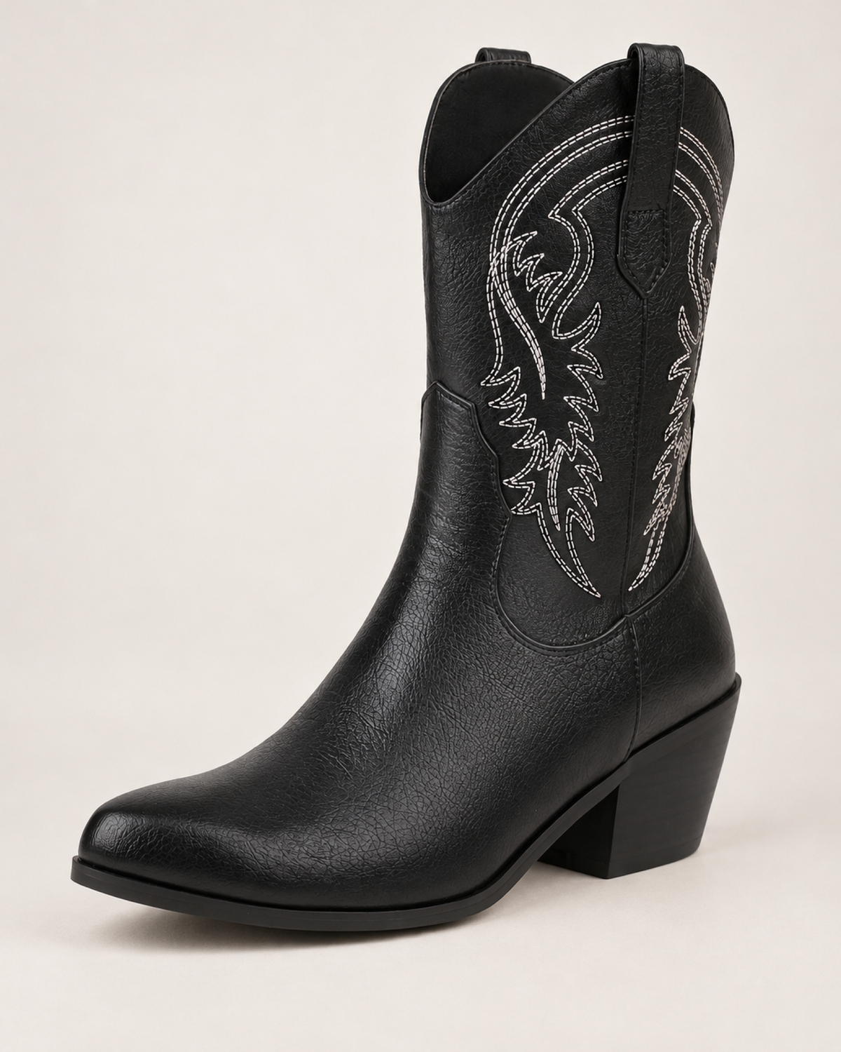 Women's Western Boots: Embroidered Mid-Calf Style in Black, confirmed product detail