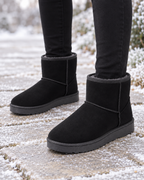 Women's Snow Boots - Faux-Fur Lined Ankle Style, one later lifestyle image showing believable scale