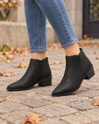 Women's Ankle Boots - Side-Zip Mid-Heel Style, only later lifestyle image