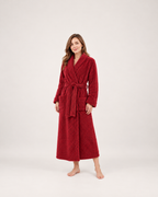 Women's Dressing Gown - Jacquard Shawl-Collar Style, wide full-length studio view