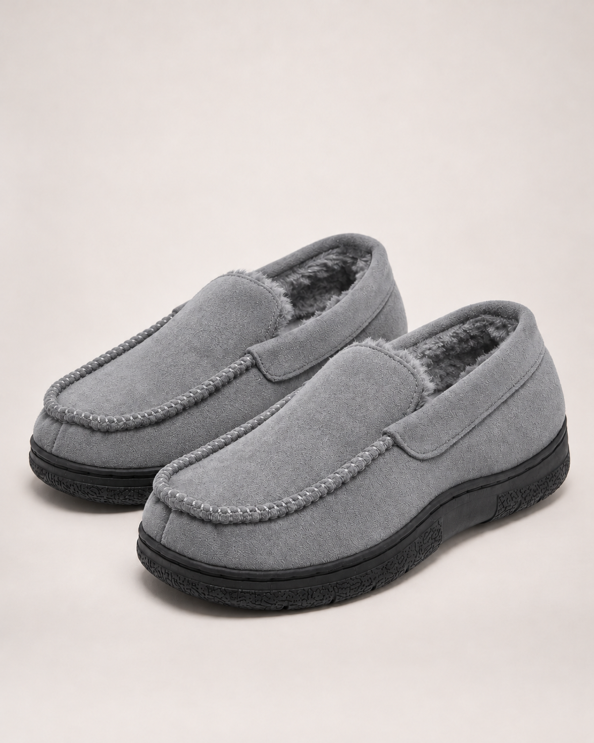 Men's House Slippers - Plaid Warm-Lined Style, blocking google shopping variant image for grey