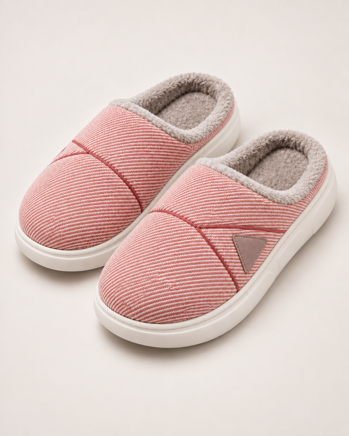Men's Slippers - Chevron-Panel Plush Style, blocking google shopping variant image for pink