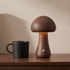 Walnut Willow mushroom lamp wood grain and touch button detail