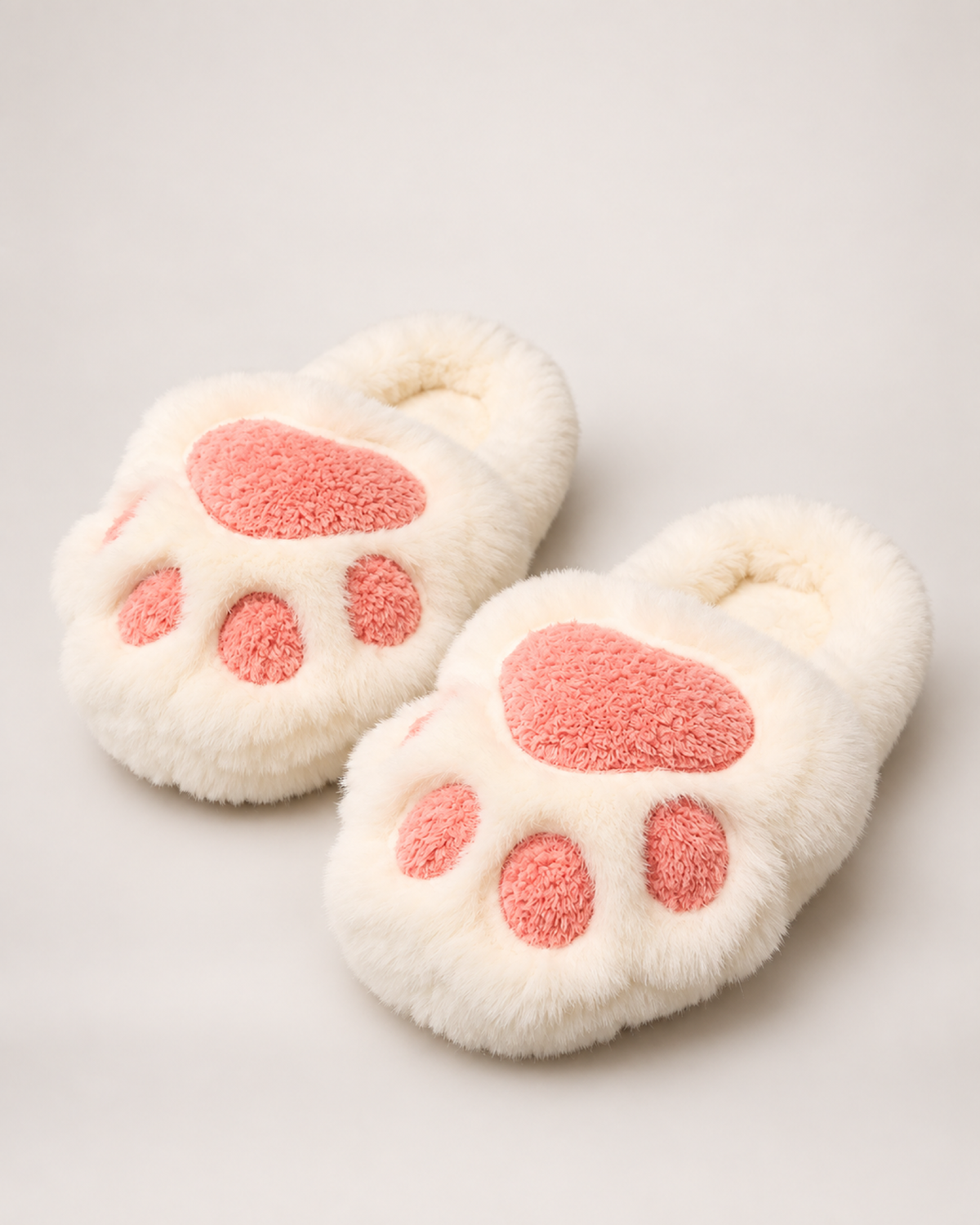 Women's Cat Paw Slippers in White