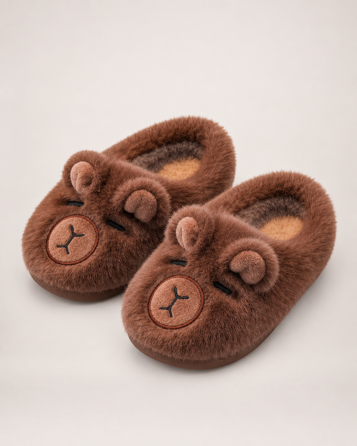 Kids' Capybara Slippers in Deep Coffee