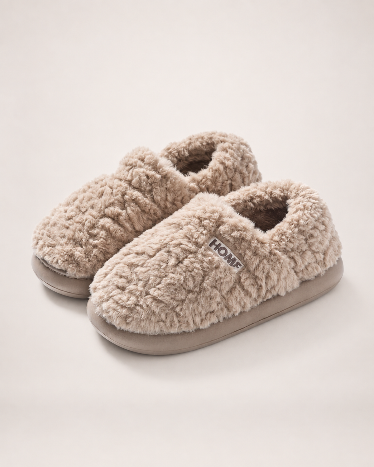 Men's Plush Closed Back Slippers in Coffee