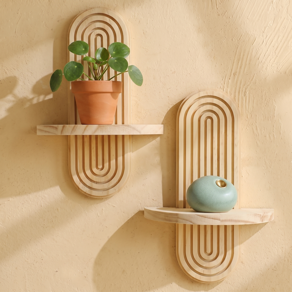 Solenne Arched Wall Planter in Halo Pair — Convey realistic compact scale with familiar small objects.