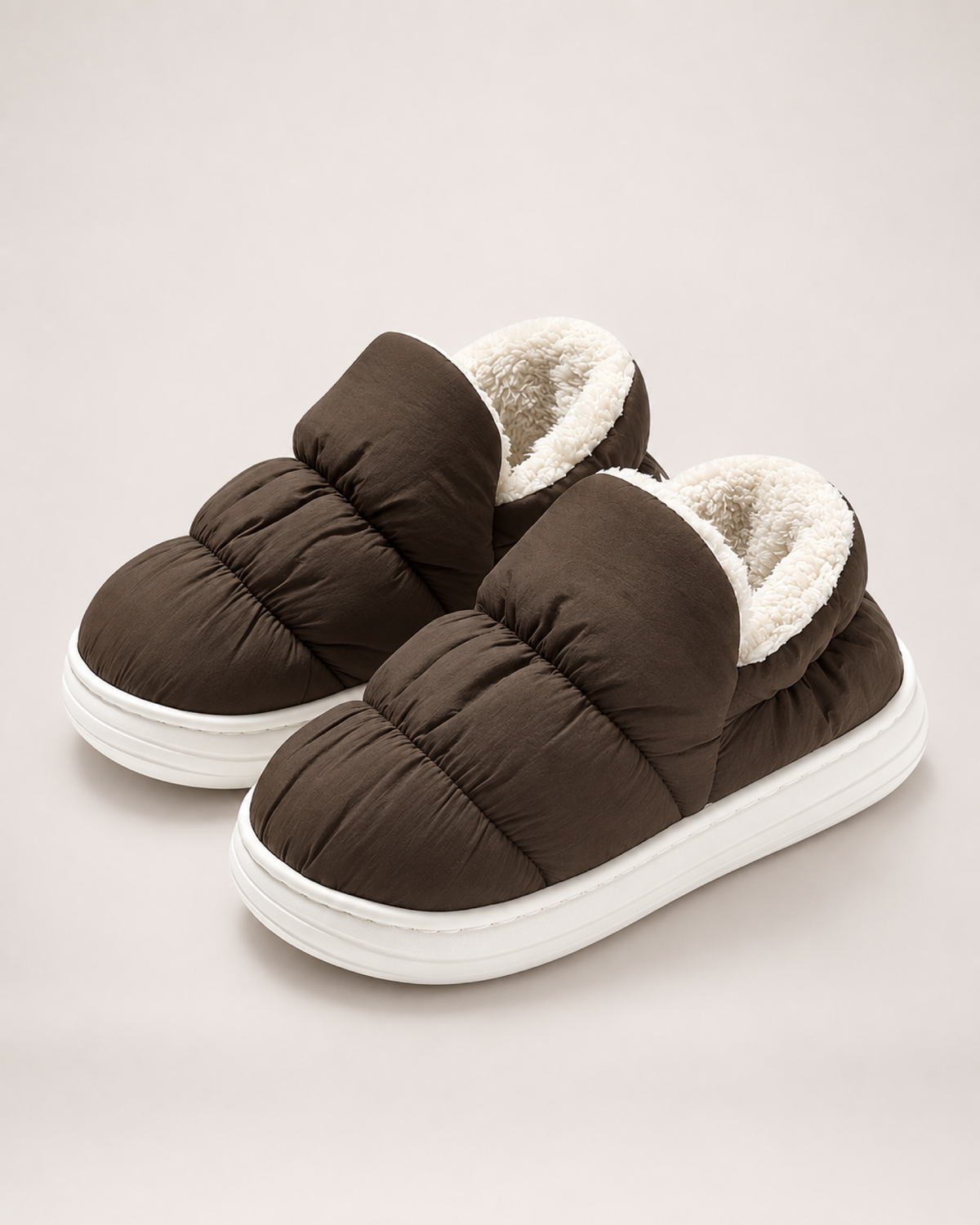 Padded Closed Back Slippers in Dark Coffee