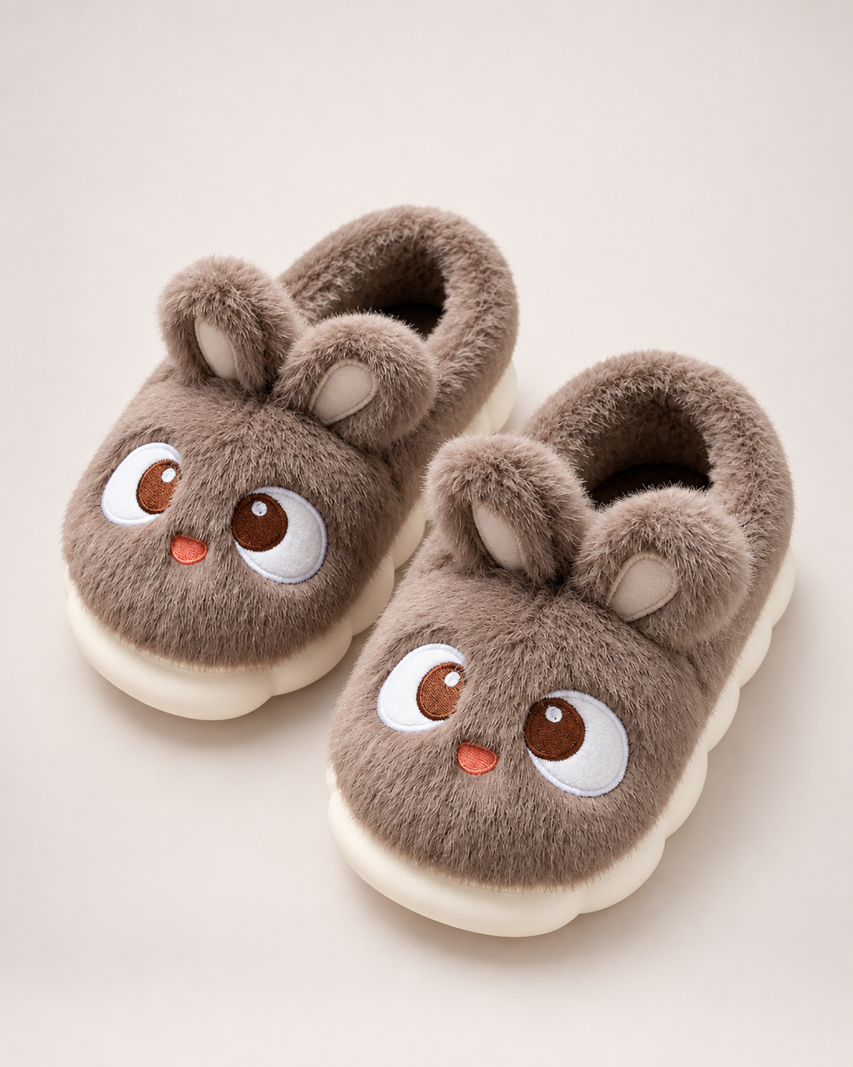 Cartoon Closed Back Slippers in Dark Coffee