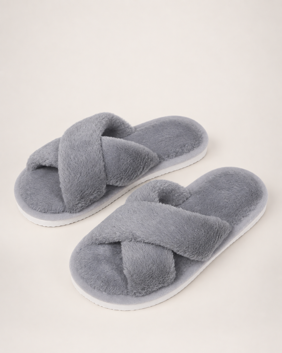 Women's Cross Strap Slippers in Grey