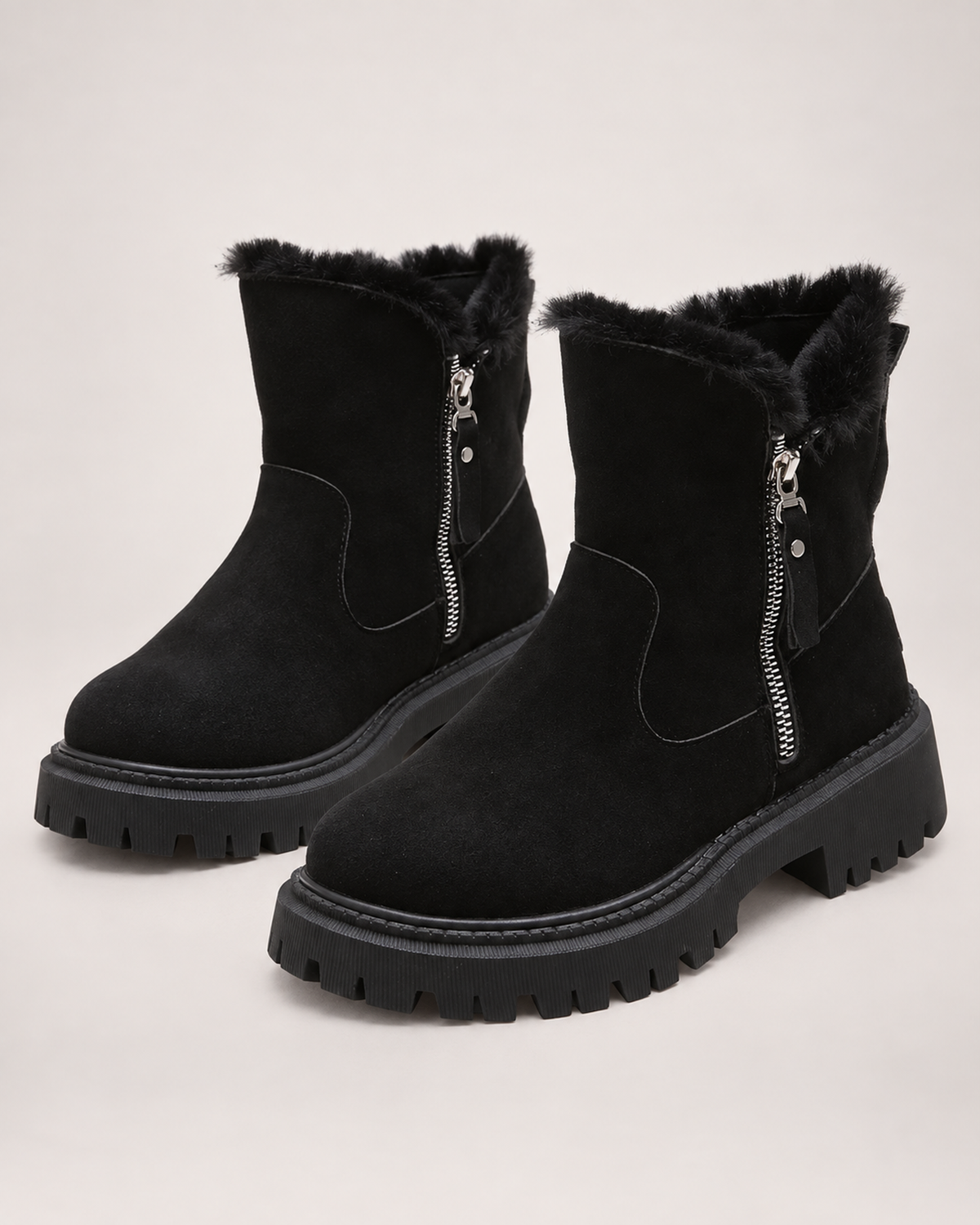 Women's Snow Boots – Plush-Lined Ankle Style in Black, variant view