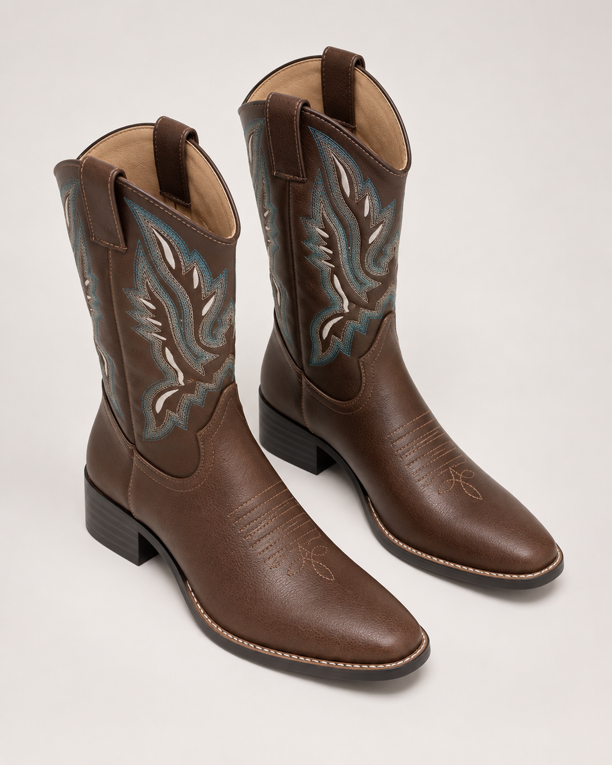 Women's Western Boots – Embroidered Mid-Calf Style in Dark Brown, variant view