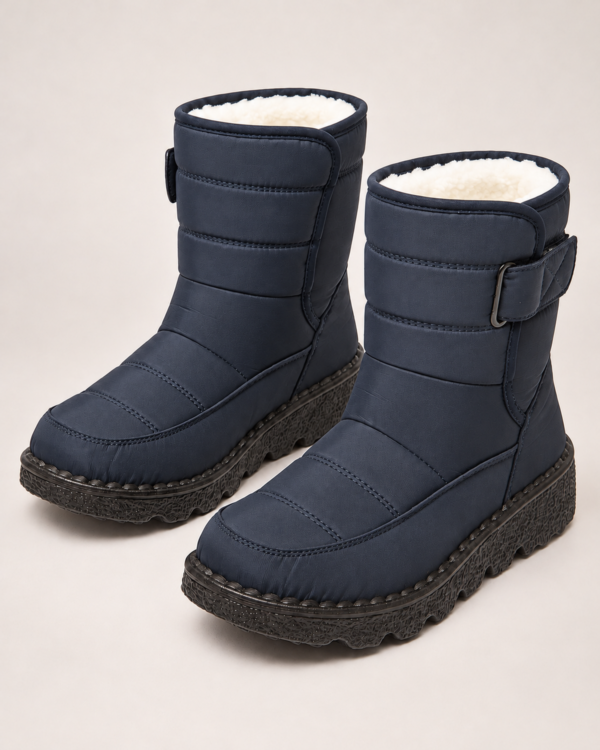 Women's Snow Boots - Plush-Lined Buckle Style, blocking google shopping variant image for navy