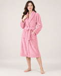 Women's Long Fleece Dressing Gown – Belted Robe, standalone google shopping variant image for soft pink
