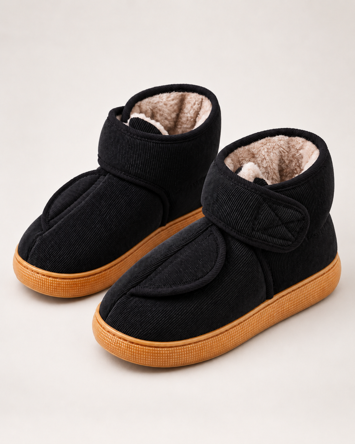Men's Slipper Boots - Thick Sole Plush Style, blocking google shopping variant image for black