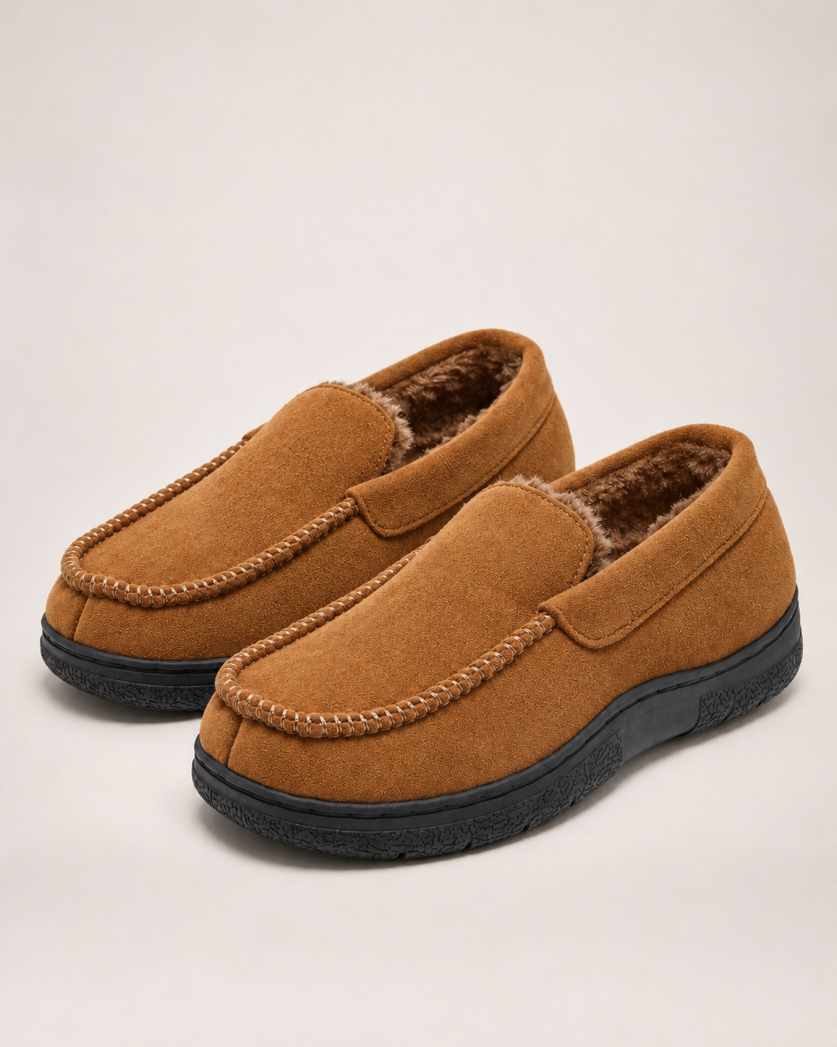 Men's House Slippers - Plaid Warm-Lined Style, blocking google shopping variant image for dark brown