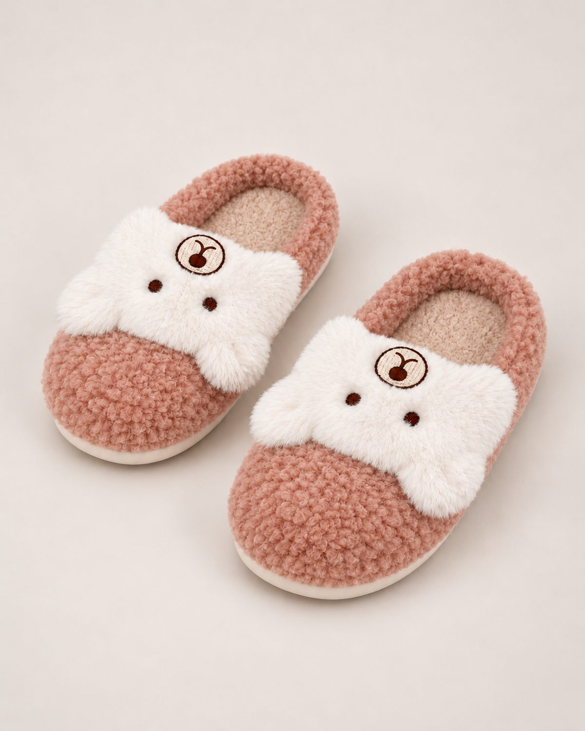 Women's Fluffy Slippers - Teddy Bear Style, google-safe variant image for pink