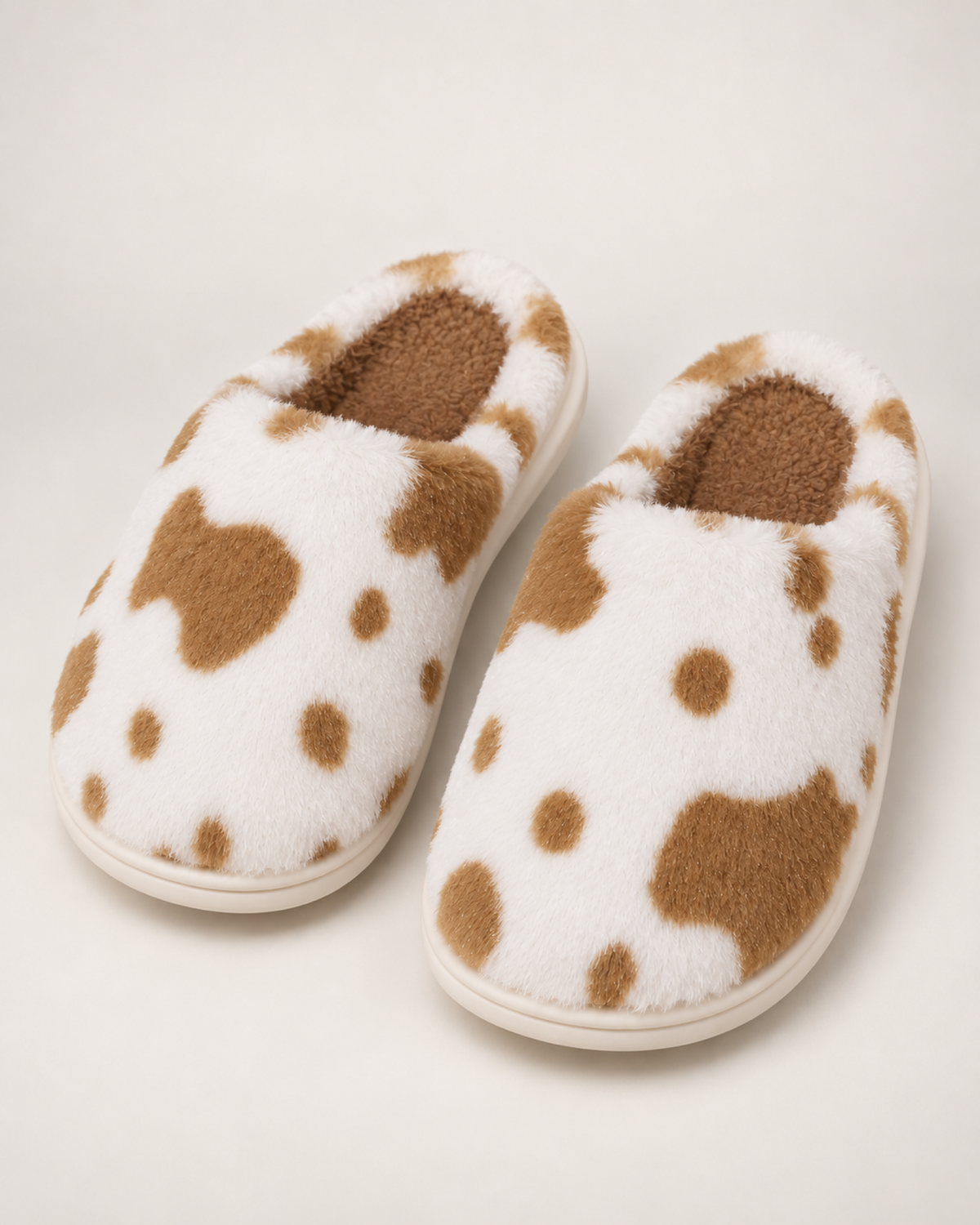 Women's Spotted Cow Slippers in Tan