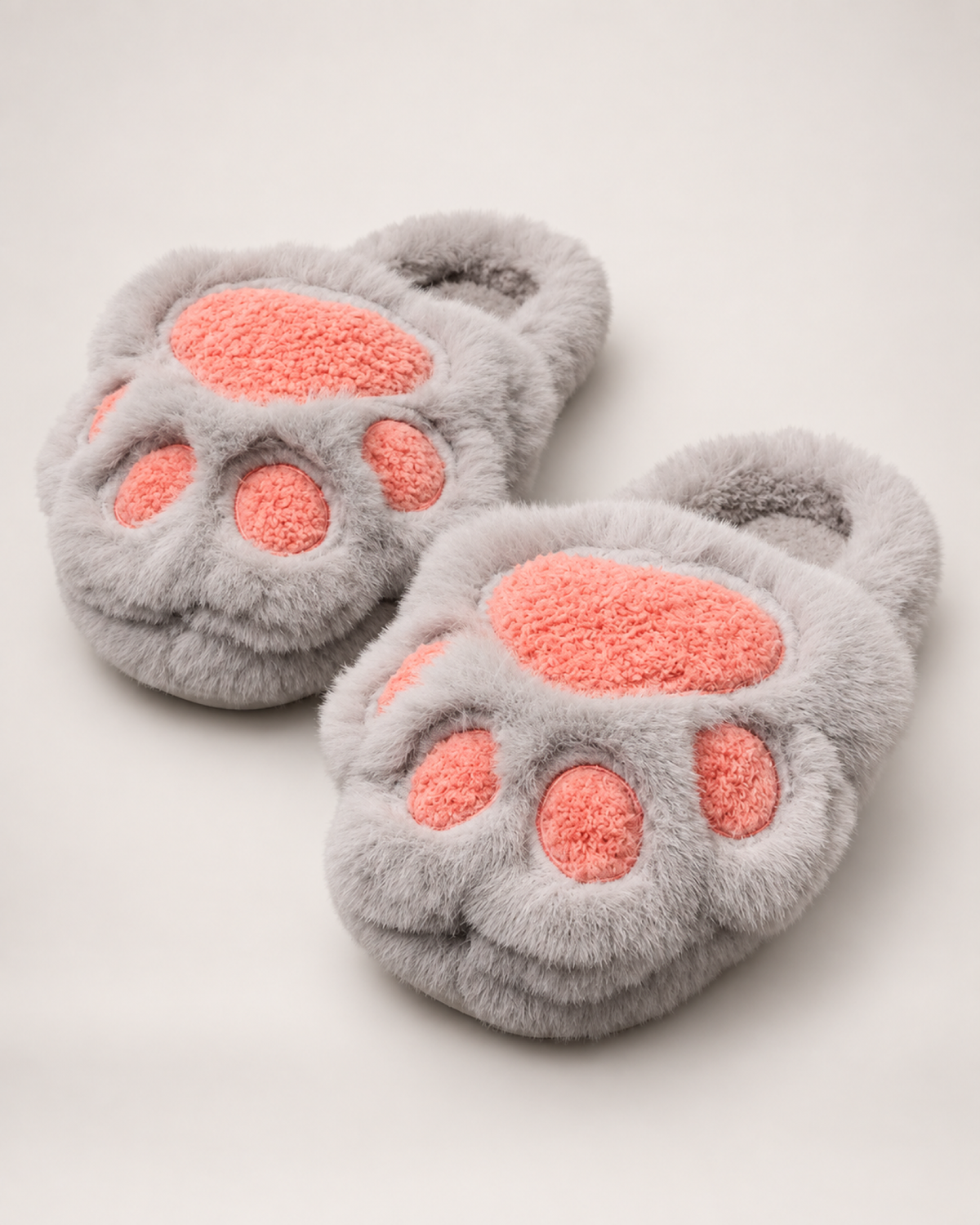 Women's Cat Paw Slippers in Smoky Grey