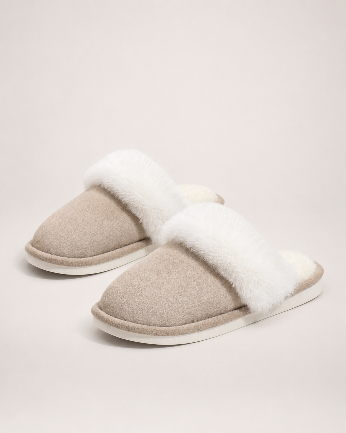 Fluffy House Slippers in Khaki